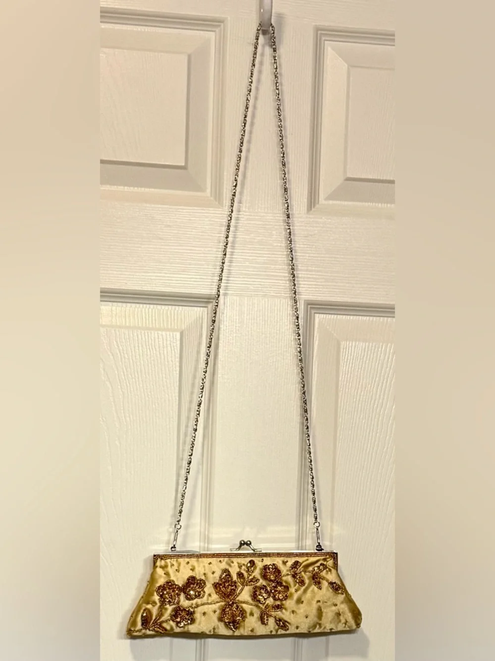 Y2K Deadstock Gold Beaded Evening Clutch Shoulder Bag NWT Bijoux Terner - Picture 2 of 13